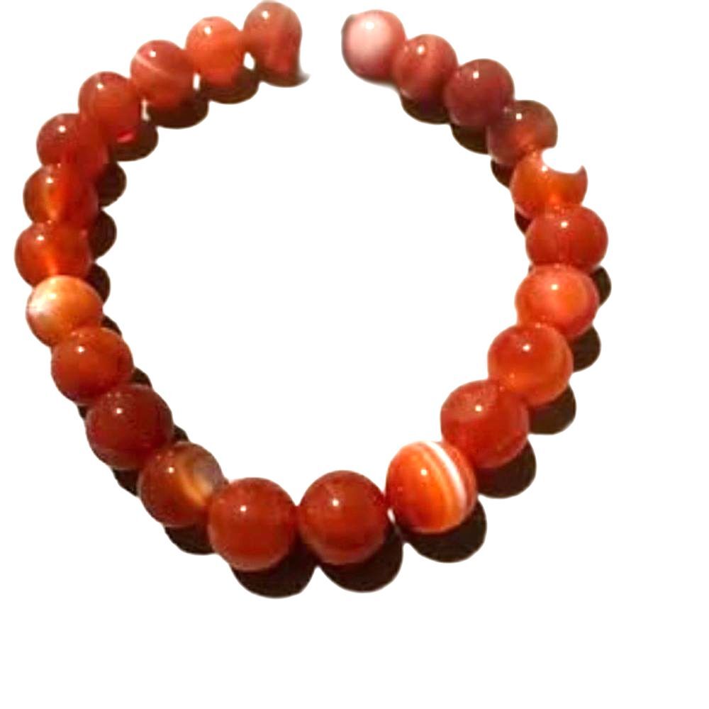 Red Stripe Agate Beaded Bracelet